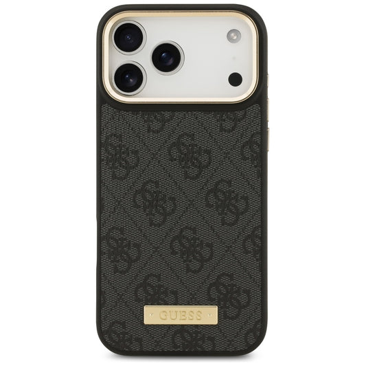 Калъф MagSafe за Apple iPhone 17 Pro Max, Guess, 4G Logo Plate, Черен