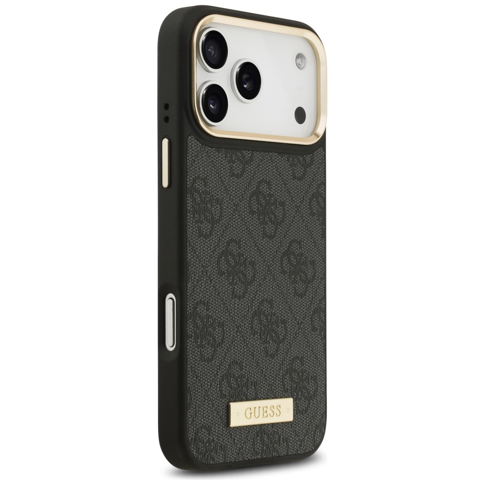 Калъф MagSafe за Apple iPhone 17 Pro Max, Guess, 4G Logo Plate, Черен