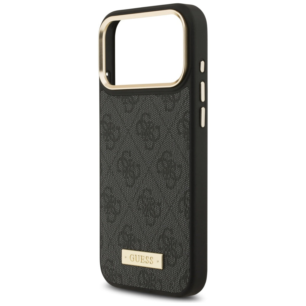 Калъф MagSafe за Apple iPhone 17 Pro Max, Guess, 4G Logo Plate, Черен