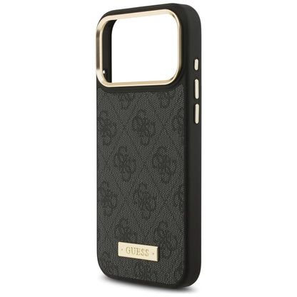 Калъф MagSafe за Apple iPhone 17 Pro Max, Guess, 4G Logo Plate, Черен