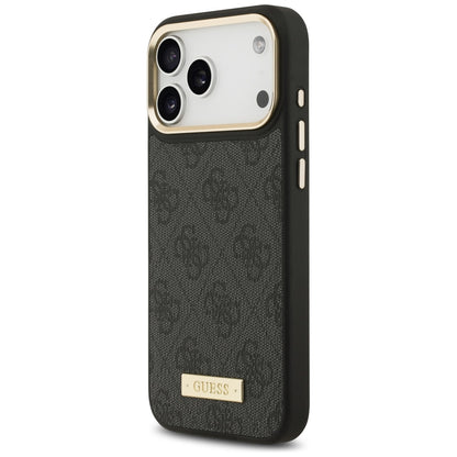 Калъф MagSafe за Apple iPhone 17 Pro Max, Guess, 4G Logo Plate, Черен