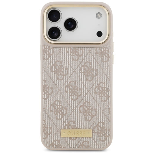 Калъф MagSafe за Apple iPhone 17 Pro Max, Guess, 4G Logo Plate, Розов