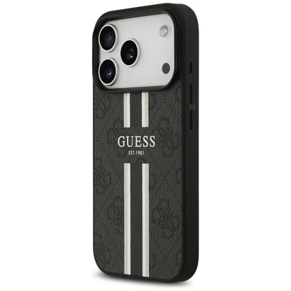 Калъф MagSafe за Apple iPhone 17 Pro Max, Guess, 4G Printed Stripes, Черен