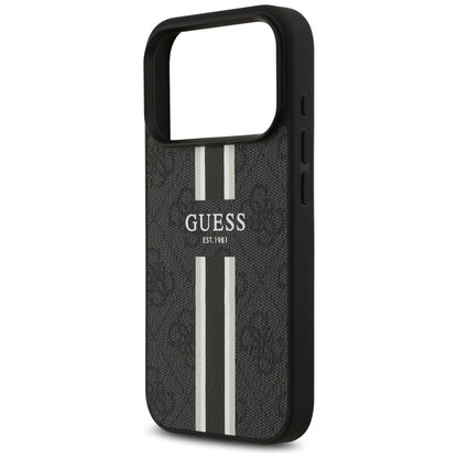 Калъф MagSafe за Apple iPhone 17 Pro Max, Guess, 4G Printed Stripes, Черен