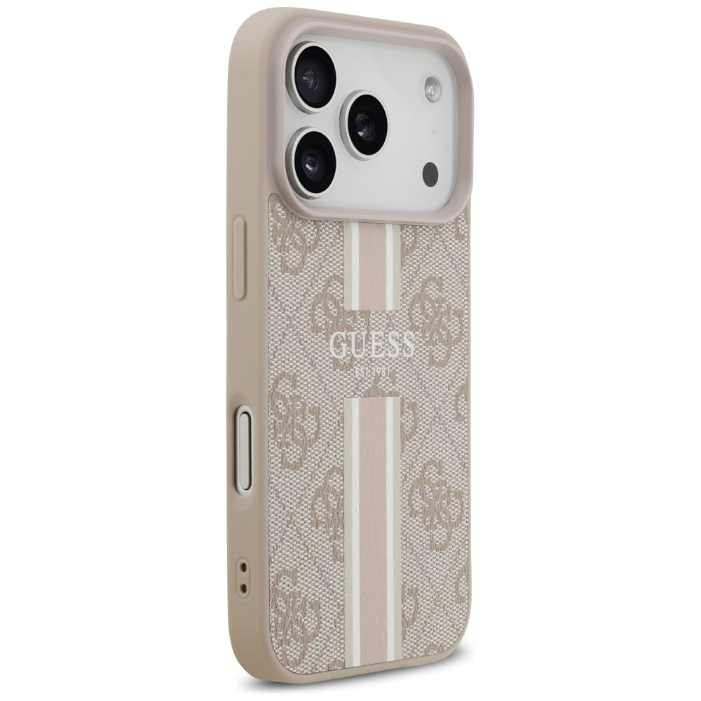 Калъф MagSafe за Apple iPhone 17 Pro Max, Guess, 4G Printed Stripes, Розов