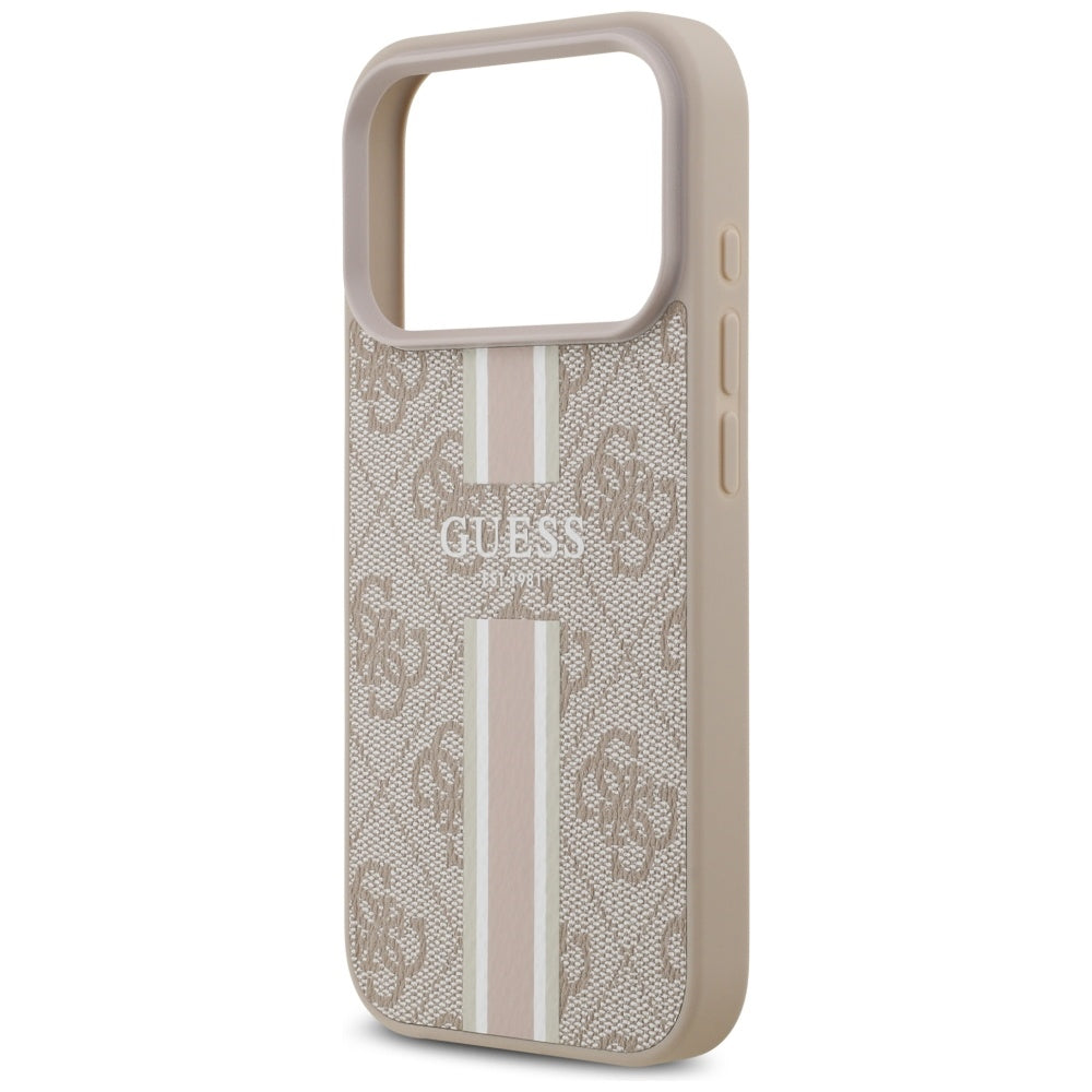 Калъф MagSafe за Apple iPhone 17 Pro Max, Guess, 4G Printed Stripes, Розов