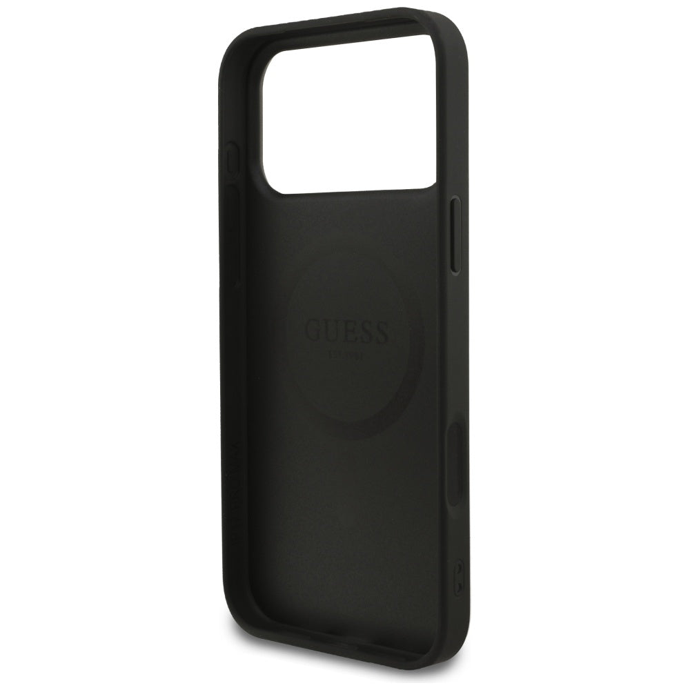 Калъф MagSafe за Apple iPhone 17 Pro Max, Guess, 4G Ring Classic Logo, Черен