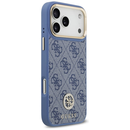 Калъф MagSafe за Apple iPhone 17 Pro Max, Guess, 4G Strass Logo with Big Strap, Син