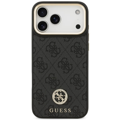 Калъф MagSafe за Apple iPhone 17 Pro Max, Guess, 4G Strass Logo with Big Strap, Черен