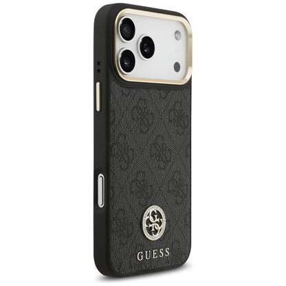 Калъф MagSafe за Apple iPhone 17 Pro Max, Guess, 4G Strass Logo with Big Strap, Черен