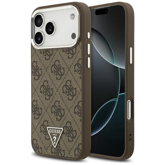 MagSafe Case for Apple iPhone 17 Pro Max, Guess, 4G Triangle Logo, Brown