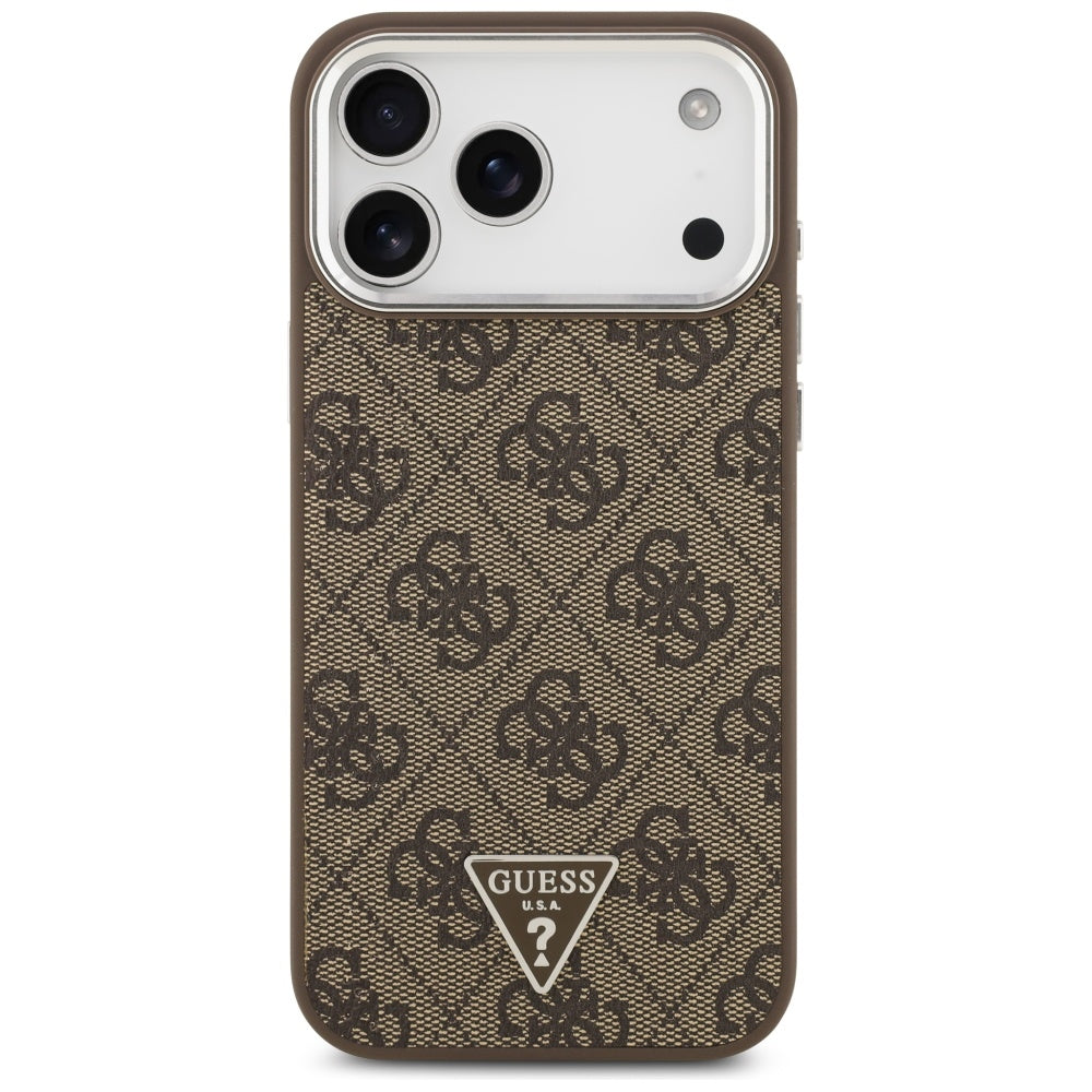 MagSafe Case for Apple iPhone 17 Pro Max, Guess, 4G Triangle Logo, Brown