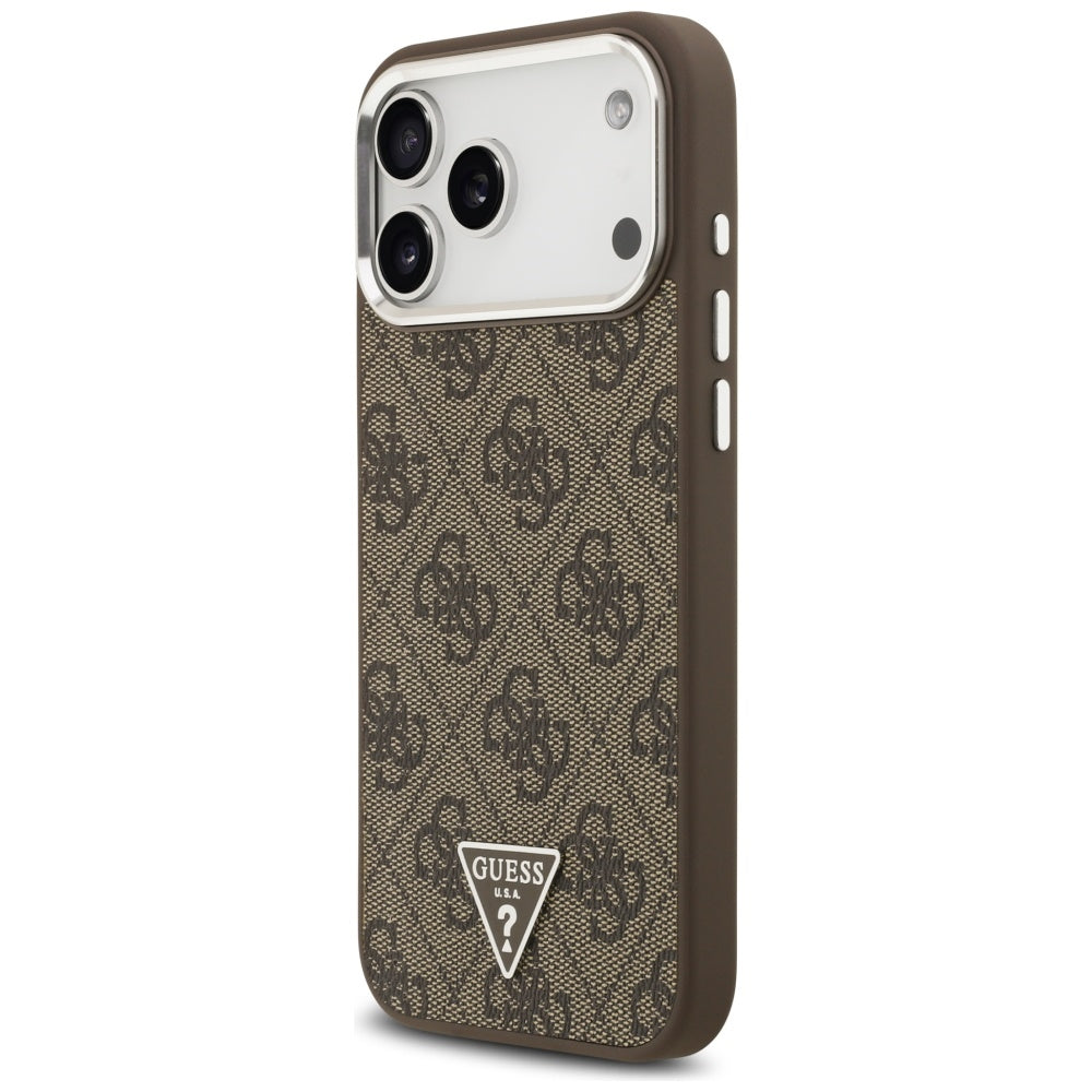 MagSafe Case for Apple iPhone 17 Pro Max, Guess, 4G Triangle Logo, Brown
