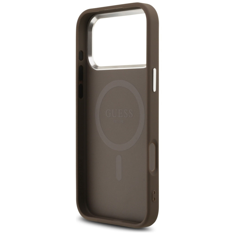 MagSafe Case for Apple iPhone 17 Pro Max, Guess, 4G Triangle Logo, Brown