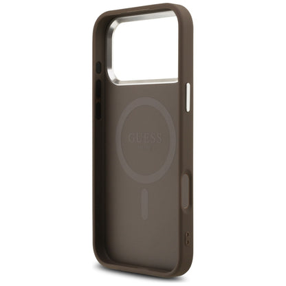 MagSafe Case for Apple iPhone 17 Pro Max, Guess, 4G Triangle Logo, Brown