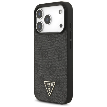 Калъф MagSafe за Apple iPhone 17 Pro Max, Guess, 4G Triangle Logo с връзка за носене, Черен