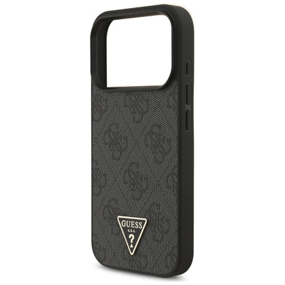 Калъф MagSafe за Apple iPhone 17 Pro Max, Guess, 4G Triangle Logo с връзка за носене, Черен