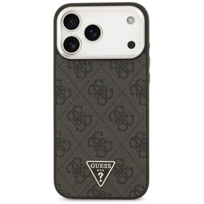 MagSafe Case for Apple iPhone 17 Pro Max, Guess, 4G Triangle Logo, Black Silver