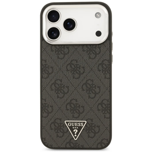 MagSafe Case for Apple iPhone 17 Pro Max, Guess, 4G Triangle Logo, Black Silver