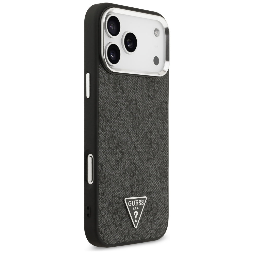 MagSafe Case for Apple iPhone 17 Pro Max, Guess, 4G Triangle Logo, Black Silver