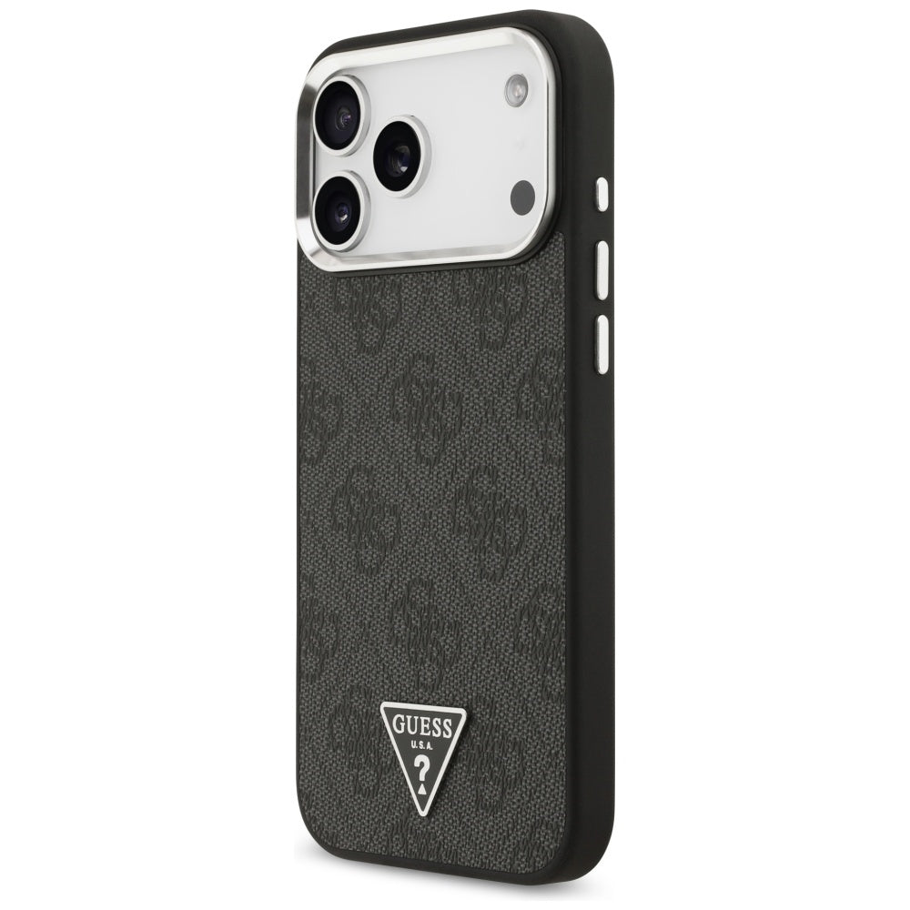 MagSafe Case for Apple iPhone 17 Pro Max, Guess, 4G Triangle Logo, Black Silver