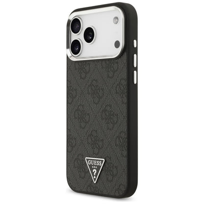 MagSafe Case for Apple iPhone 17 Pro Max, Guess, 4G Triangle Logo, Black Silver