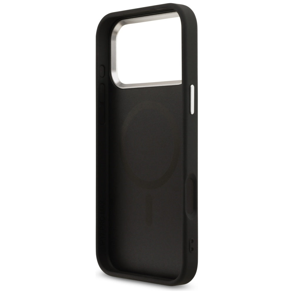 MagSafe Case for Apple iPhone 17 Pro Max, Guess, 4G Triangle Logo, Black Silver
