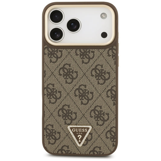 Калъф MagSafe за Apple iPhone 17 Pro Max, Guess, 4G Triangle Logo with Big Strap, Кафяв