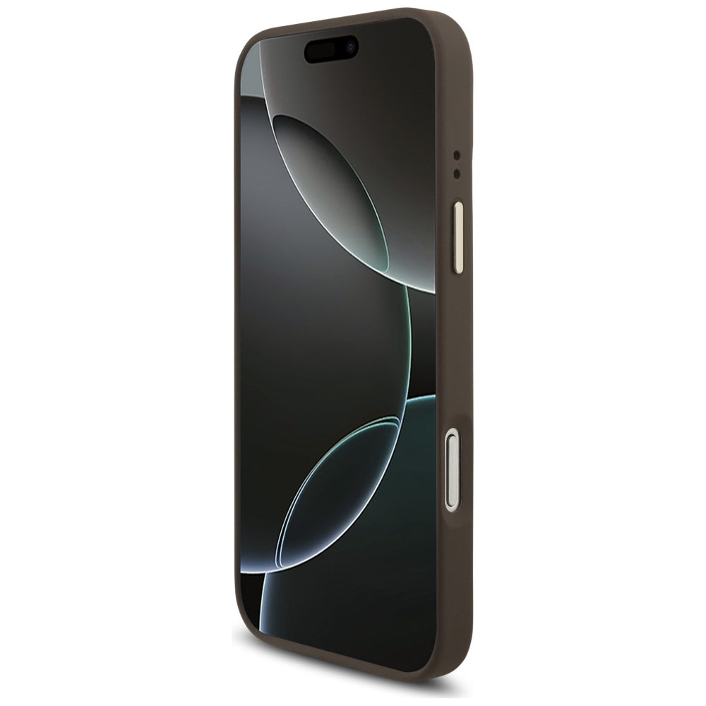 Калъф MagSafe за Apple iPhone 17 Pro Max, Guess, 4G Triangle Logo with Big Strap, Кафяв