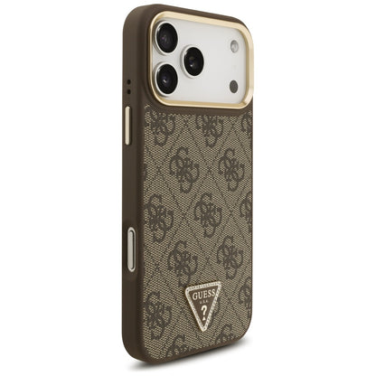 Калъф MagSafe за Apple iPhone 17 Pro Max, Guess, 4G Triangle Logo with Big Strap, Кафяв