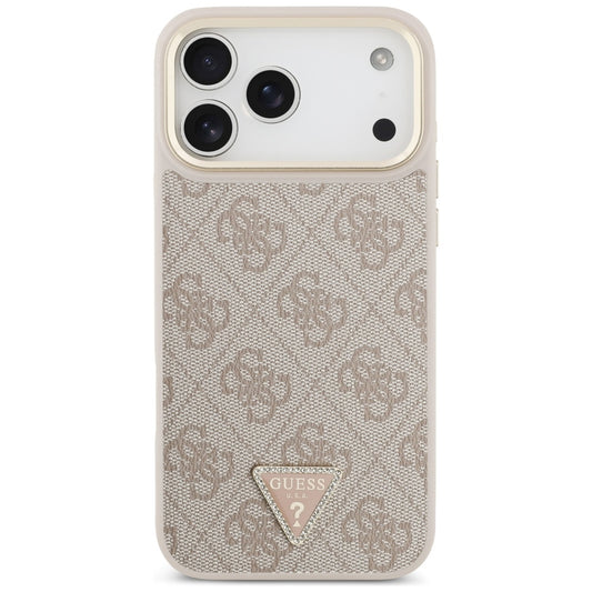 Калъф MagSafe за Apple iPhone 17 Pro Max, Guess, 4G Triangle Logo with Big Strap, Розов