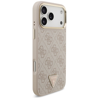 Калъф MagSafe за Apple iPhone 17 Pro Max, Guess, 4G Triangle Logo with Big Strap, Розов