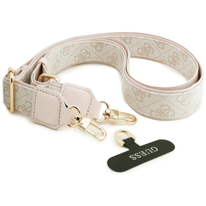 Калъф MagSafe за Apple iPhone 17 Pro Max, Guess, 4G Triangle Logo with Big Strap, Розов