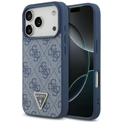 Калъф MagSafe за Apple iPhone 17 Pro Max, Guess, 4G Triangle Strass, Син