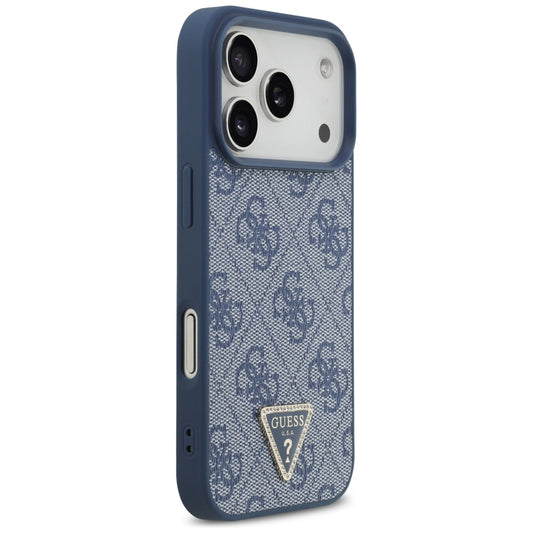 Калъф MagSafe за Apple iPhone 17 Pro Max, Guess, 4G Triangle Strass, Син