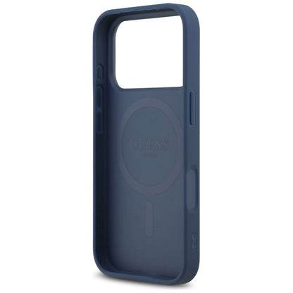 Калъф MagSafe за Apple iPhone 17 Pro Max, Guess, 4G Triangle Strass, Син