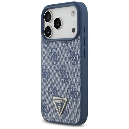 Калъф MagSafe за Apple iPhone 17 Pro Max, Guess, 4G Triangle Strass, Син