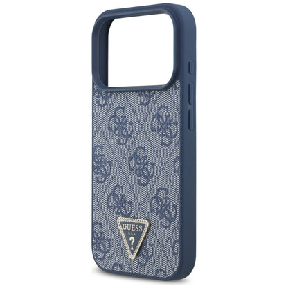 Калъф MagSafe за Apple iPhone 17 Pro Max, Guess, 4G Triangle Strass, Син