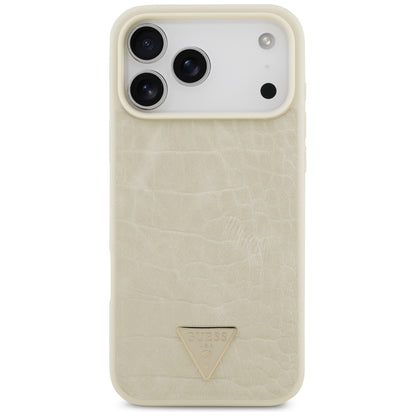 Калъф MagSafe за Apple iPhone 17 Pro Max, Guess, Croco Triangle Logo, Златист