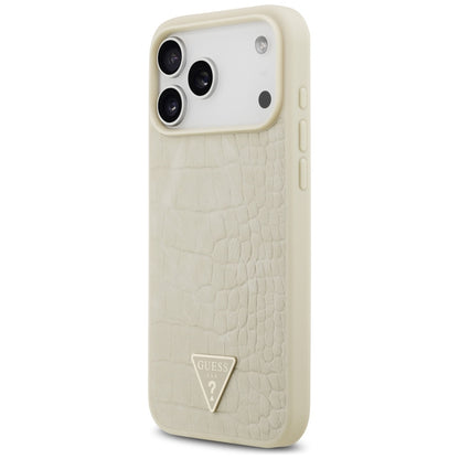 Калъф MagSafe за Apple iPhone 17 Pro Max, Guess, Croco Triangle Logo, Златист