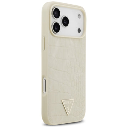 Калъф MagSafe за Apple iPhone 17 Pro Max, Guess, Croco Triangle Logo, Златист