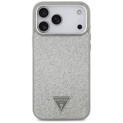 Калъф MagSafe за Apple iPhone 17 Pro Max, Guess, Glitter Triangle Logo, Сребрист