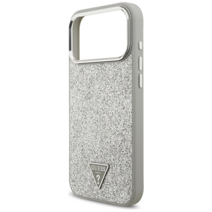 Калъф MagSafe за Apple iPhone 17 Pro Max, Guess, Glitter Triangle Logo, Сребрист