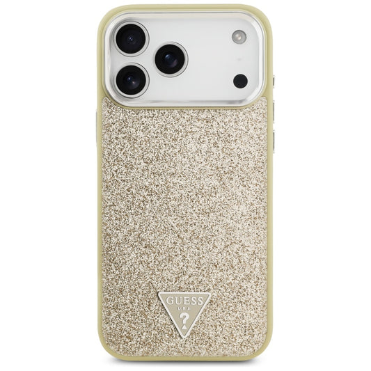 Калъф MagSafe за Apple iPhone 17 Pro Max, Guess, Glitter Triangle Logo, Златист