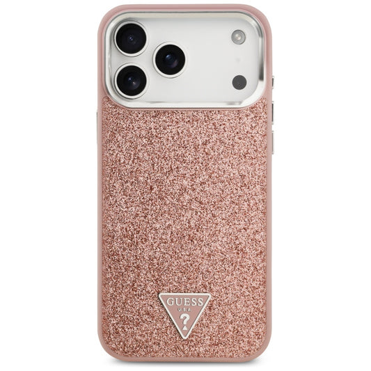 Калъф MagSafe за Apple iPhone 17 Pro Max, Guess, Glitter Triangle Logo, Розов