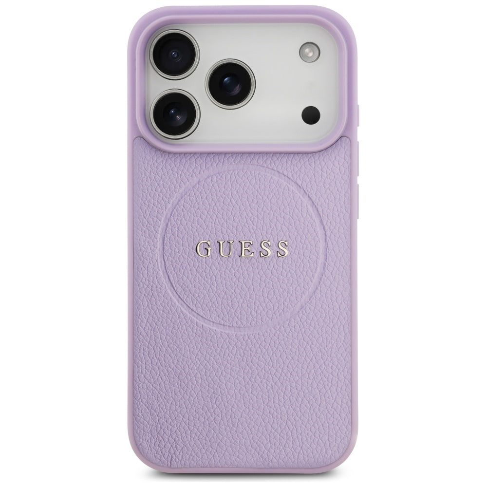 MagSafe Case for Apple iPhone 17 Pro Max, Guess, Grained Gold Ring, Purple
