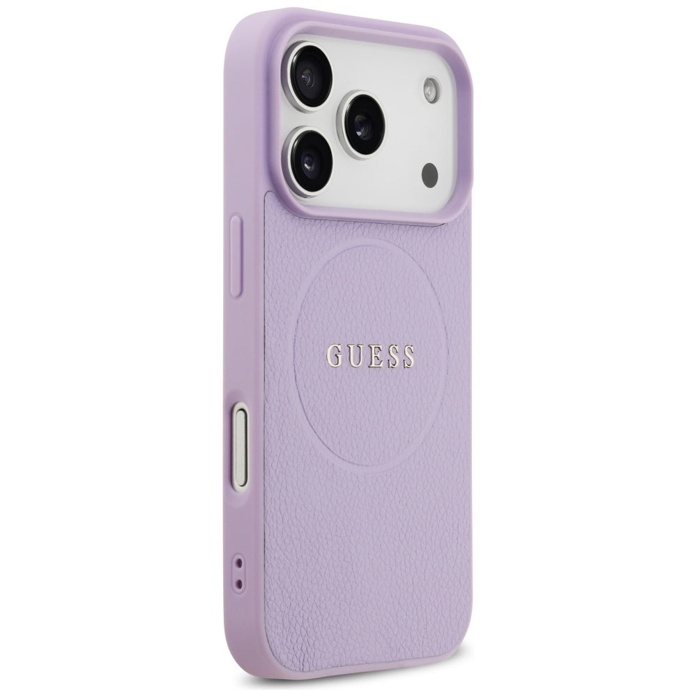 MagSafe Case for Apple iPhone 17 Pro Max, Guess, Grained Gold Ring, Purple