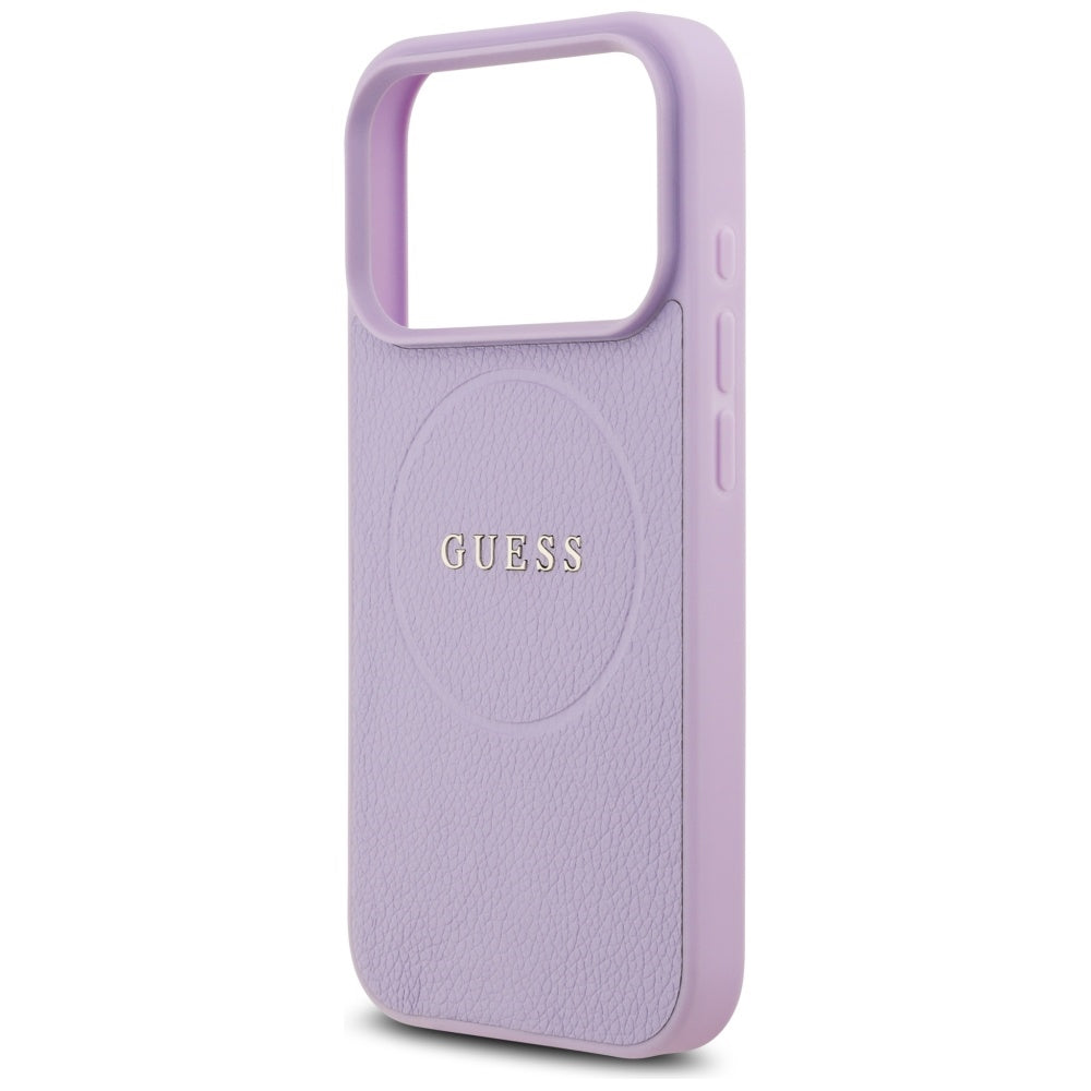 MagSafe Case for Apple iPhone 17 Pro Max, Guess, Grained Gold Ring, Purple
