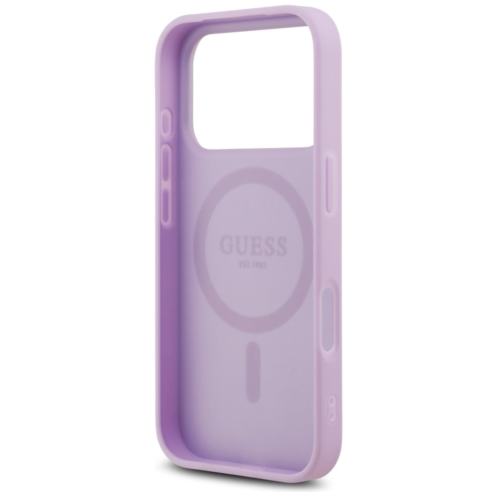 MagSafe Case for Apple iPhone 17 Pro Max, Guess, Grained Gold Ring, Purple