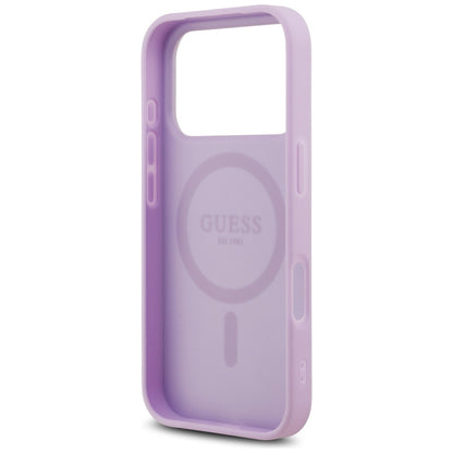MagSafe Case for Apple iPhone 17 Pro Max, Guess, Grained Gold Ring, Purple